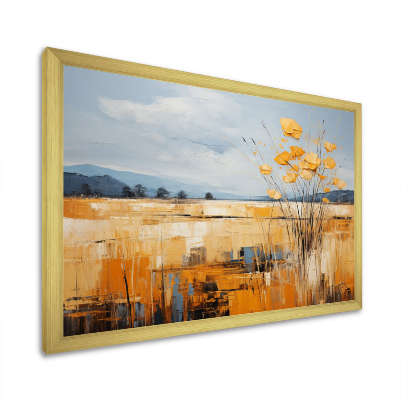 Jaune bleu audacieux, ciel et prairies dorées - impression, Cadre doré à une seule photo, H 30 po x l 40 po x P 1,5 po
