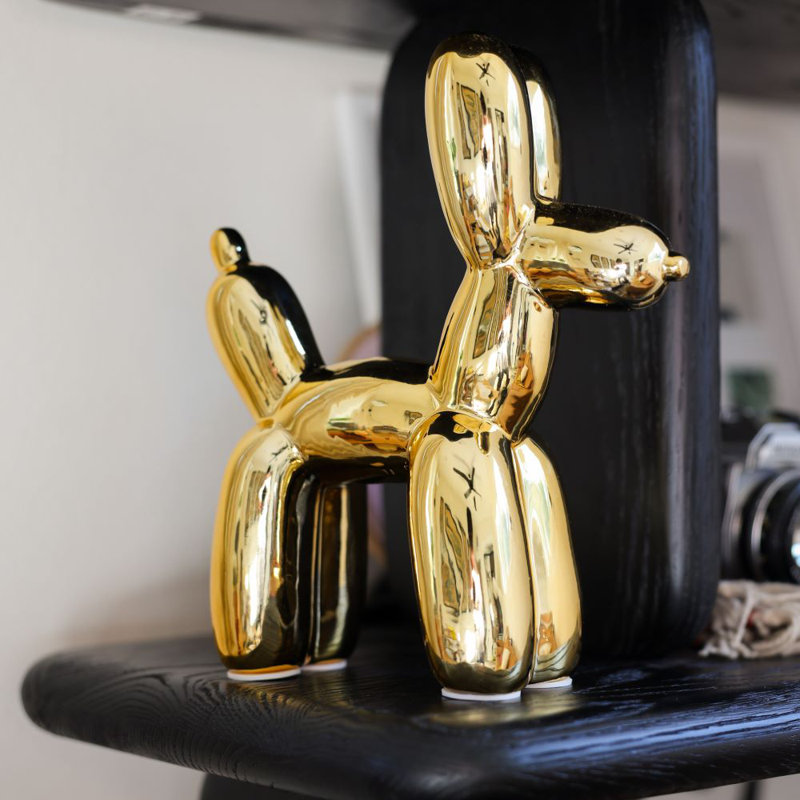 Schonbrunn 10.5" H Ceramic Balloon Dog Figurine , Gold