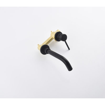 Matte Black Wall Mounted Bathroom Faucet, Single Lever For Precise Water Control, Pop-Up Drain Easy Drainage, Crafted From Brass And Stainless Steel Materials Sink Faucet With Finish, Convenient