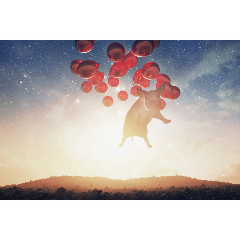 Flying Pig Fantasy Landscape by Gremlin - Wrapped Canvas Print, 81cm H x 122cm W