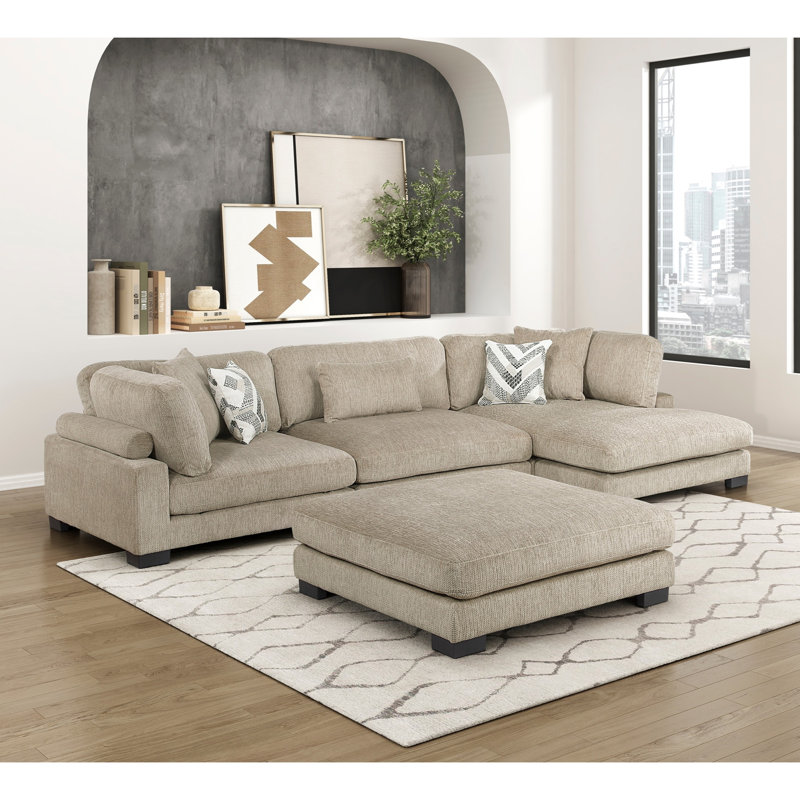 Grand canapé modulaire Contemporary, H 34,5 po x l 135 po x P 70 po