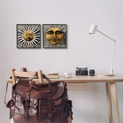 Boho Sun & Moon - ensemble de 2 reproductions de photos sur toile