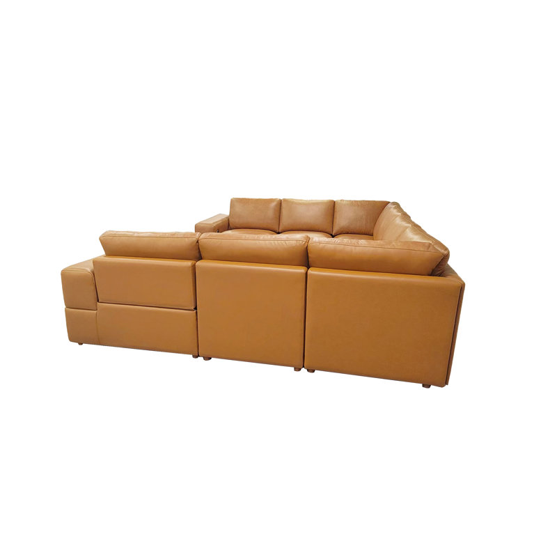 Canapé modulaire inclinable en cuir Tersteot, Cuir synthétique gingembre