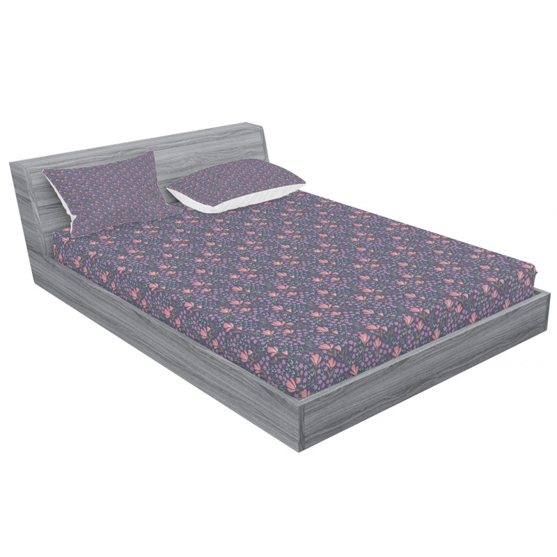 Microfiber Floral Sheet Set, Queen Sheet Set + Fitted Sheet + 2 Pillowcases
