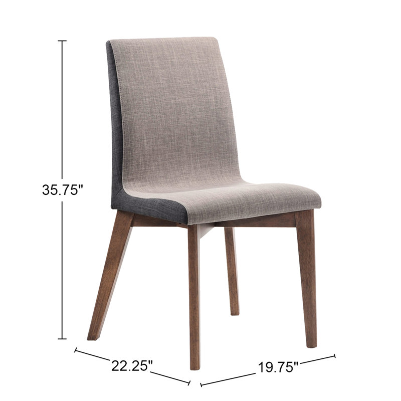 2 chaises de salle à manger rembourrées en tissu gris, structure en noyer, style Mid-Century moderne pour rehausser la pièce de 2 chaises avec siège, finition, pour l'installation