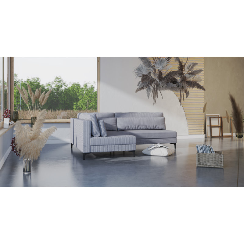 Hundo Cord Corner Sofa with Sleeping Function and Footstool, Left Hand Facing