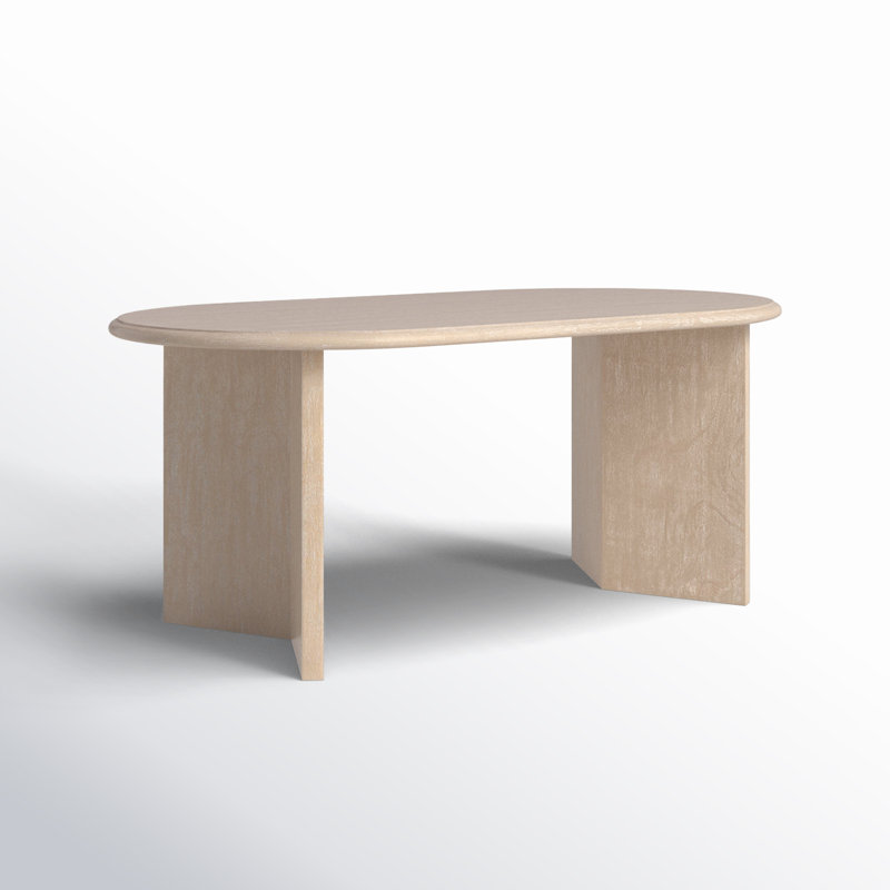 Brix Oval Solid Wood Base Dining Table, Natural
