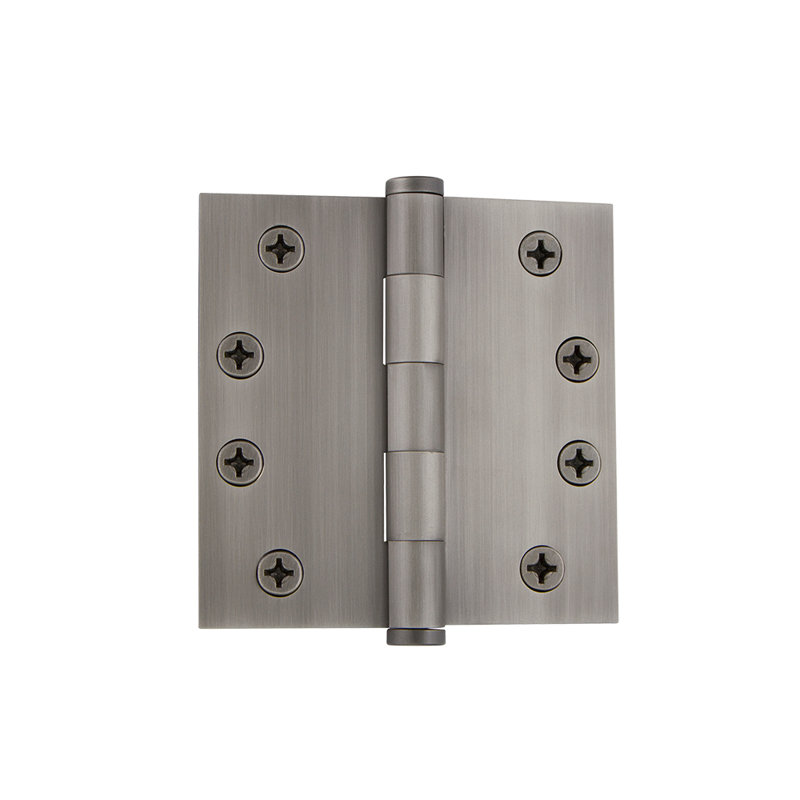4'' x 4'' Brass Butt Bearing Hinge, Antique Pewter