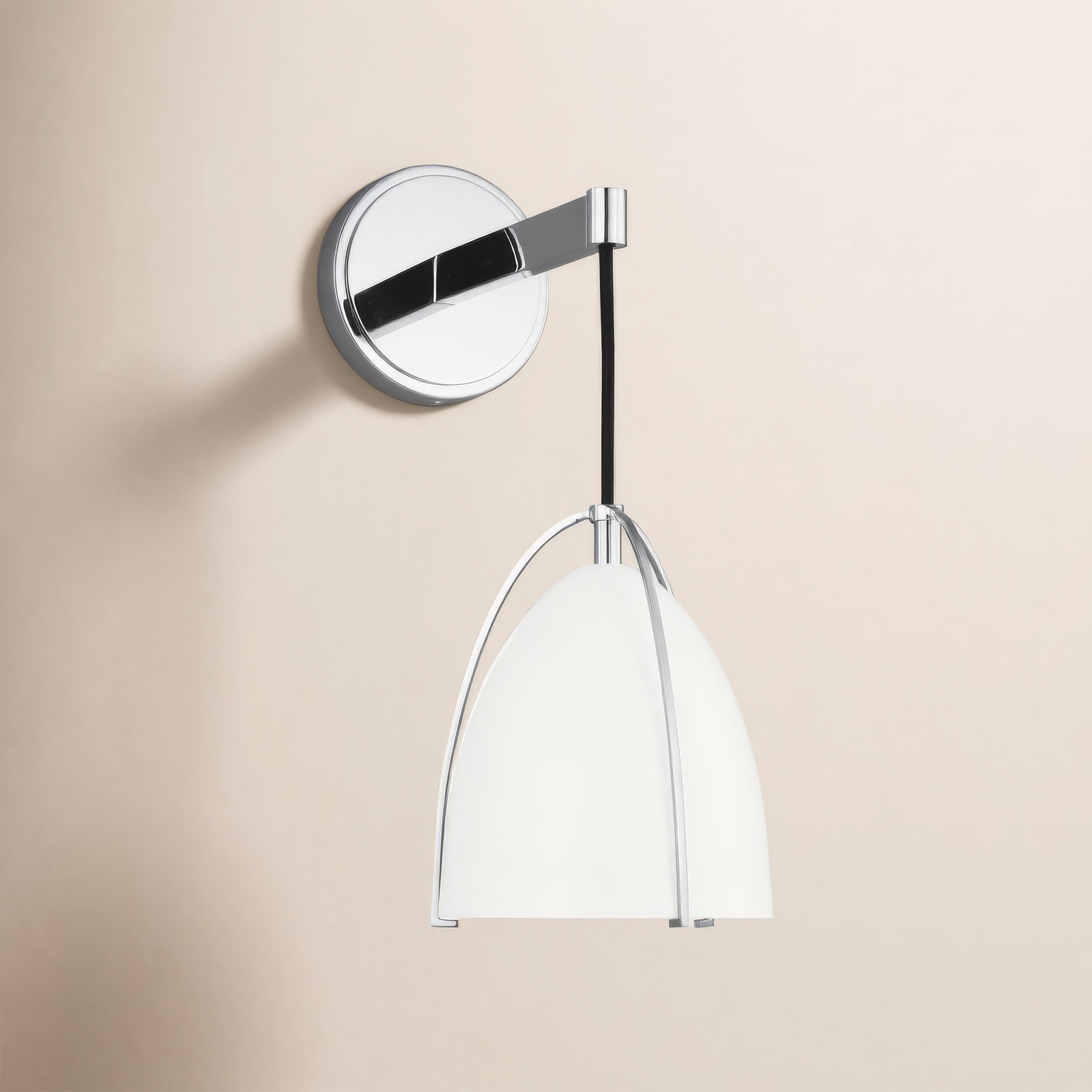 Nikki Single Dimmable Bath Sconce, Chrome, No, Steel Matte White