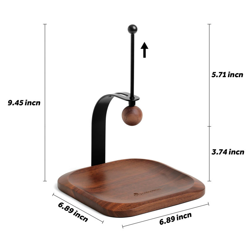 Black and Walnut Wood Napkin Holder with Weighted Arm