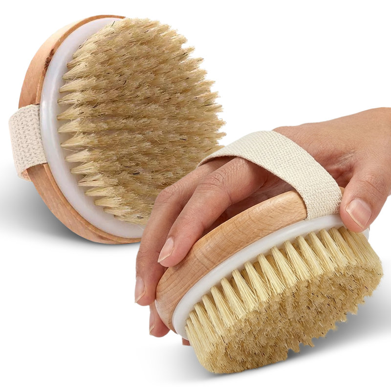 Cheer Collection Set of 2 Round Natural Bristle Exfoliating Body Brushes, Round