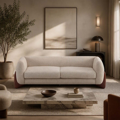 82 Inches Boucle Sherpa Sofa in Almond, Plush and Oversized for Ultimate Comfort and Style