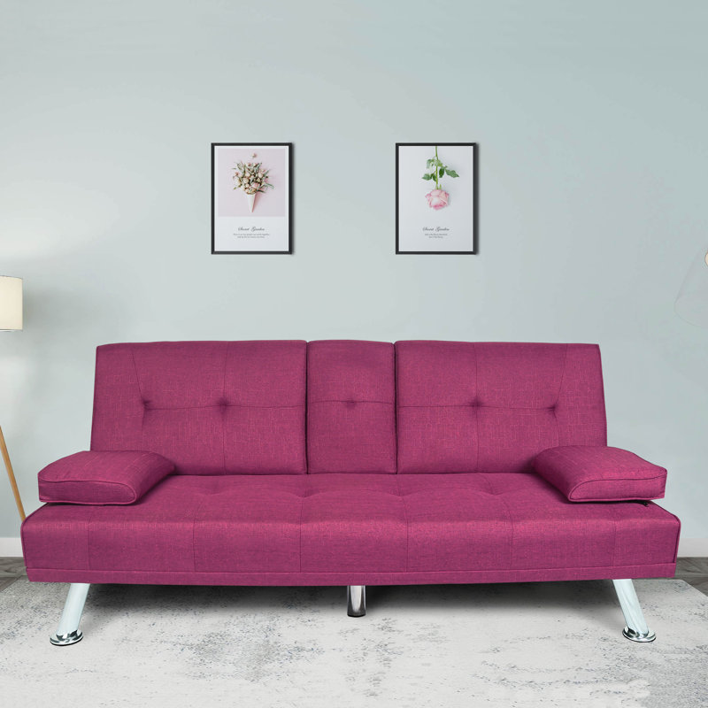 Eliahu Twin 66.2'' Upholstered Convertible Sofa, Purple