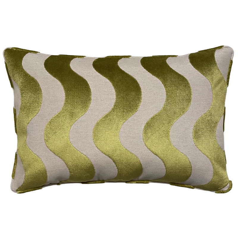 Citron Cut Velvet Wave Accent Pillow Cover And Insert