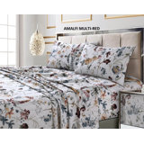 Tribeca Living Printed 300 Thread Count Sheets 100% Cotton Floral Sheet Set