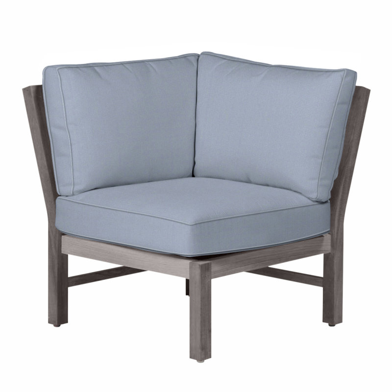Fauteuil d'angle modulaire Club Teak - Huître, Trépointe, Chambray tonnelle, Teck huître