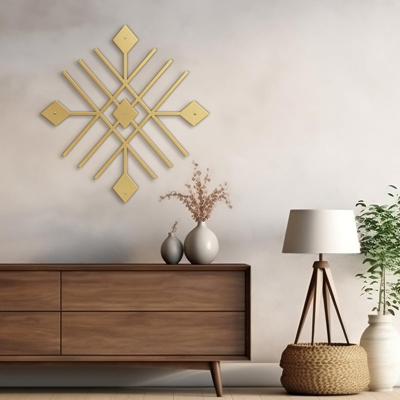 Décoration murale en métal, H 30 po x l 30 po x P 0,05 po, Or