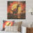 Red And Yellow Dinosaur Sunset III - Dinosaur On Wood Print-867744057