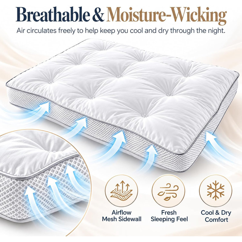Hotel Down Cotton Pillow, Double Layer, 1200 GSM, 48 x 74 cm