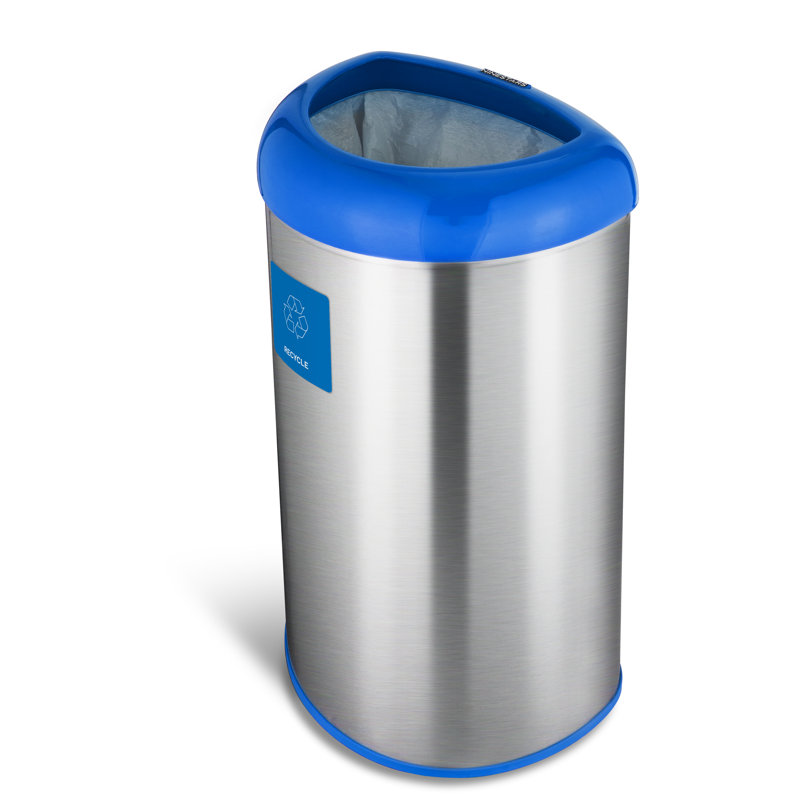 Nine Stars 13.2 Gallon Stainless Steel Open Top Recycling Bin