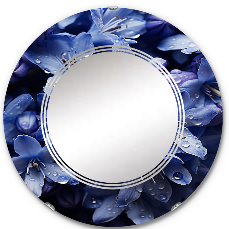 Hirondelle - Miroir mural floral rond, 24 po x 24 po