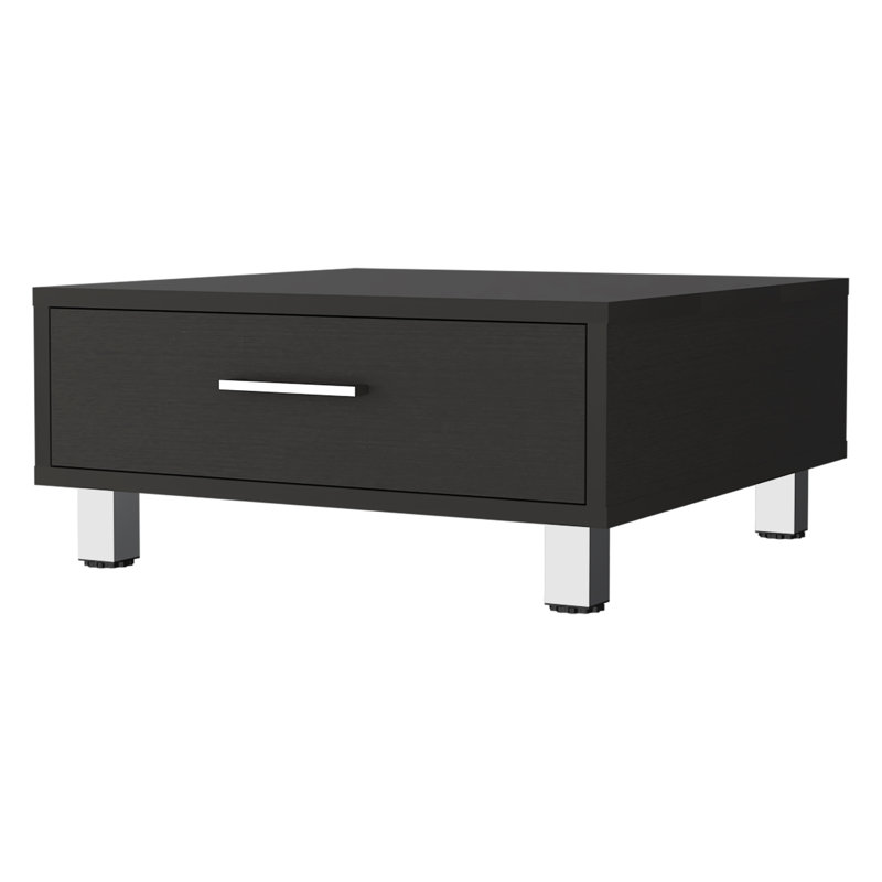 24" Kabul Coffee Table With Drawer, Black Wengue