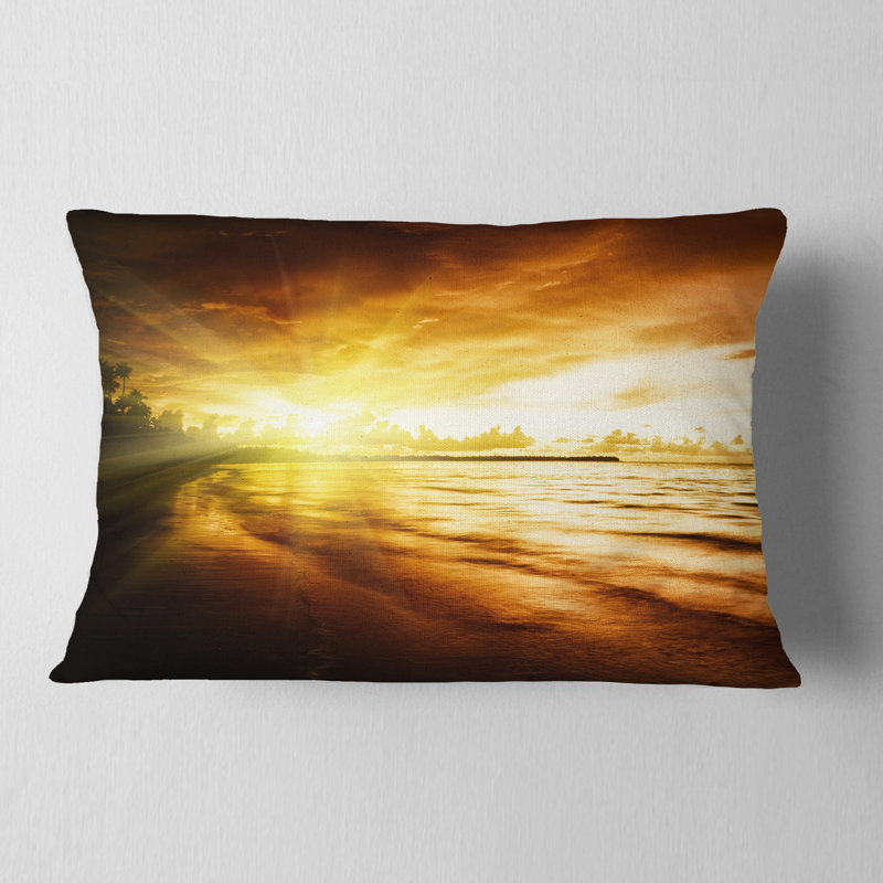 Coussin imprimé à couper le souffle sur la plage des Caraïbes - Sea & Shore, Rectangle 12" x 20"