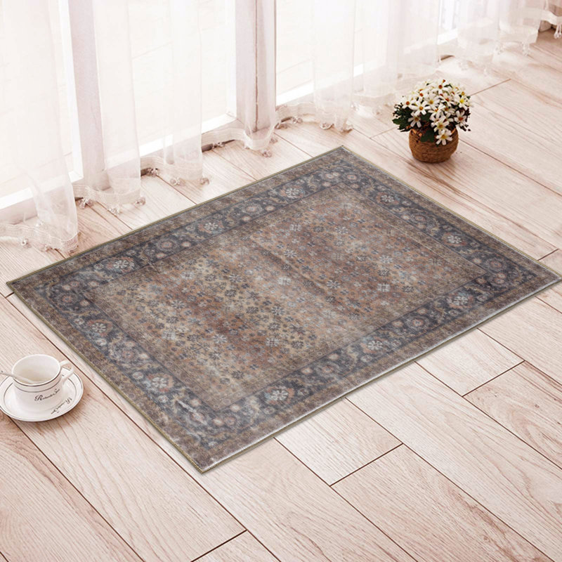 Tapis moelleux à motif floral délavé à la machine Arradale, Rectangulaire 2 pi x 3 pi
