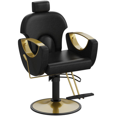 Reclining Barber Chair, Height Adjustable Hydraulic Salon Chairs, Hair Stylist Chair for Barbershop by Inbox Zero