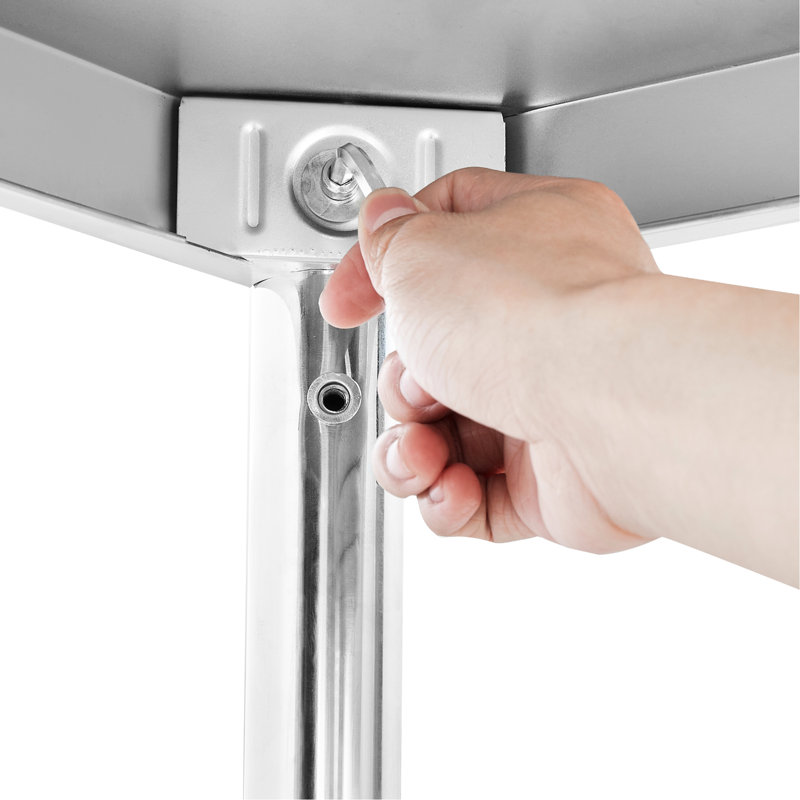 Table de travail robuste en acier inoxydable de 30 po x 18 po x 34 po avec tablette réglable à 3 niveaux et frein à roulettes pour la préparation des aliments dans la cuisine