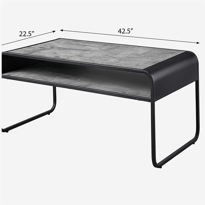 Concrete Grey and Black 1-shelf Coffee Table