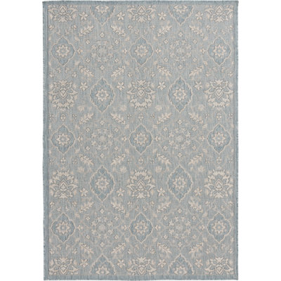 Tapis intérieur / extérieur en polypropylène bleu clair Bungalow Rose Maday