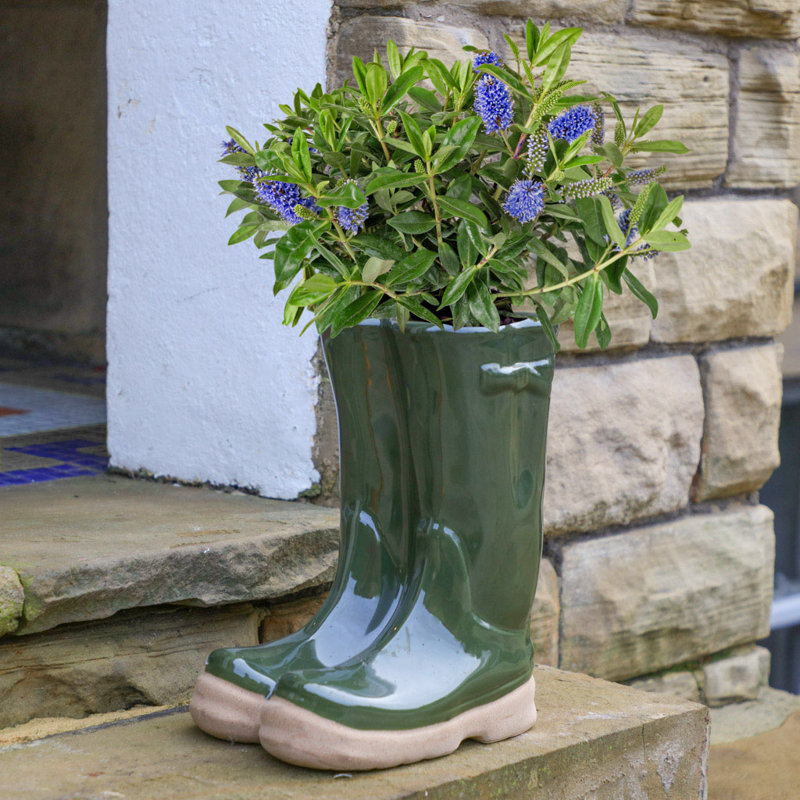 Carlson Ceramic Pot Planter, 29.5cm H x 24cm W x 16cm D, Dark 