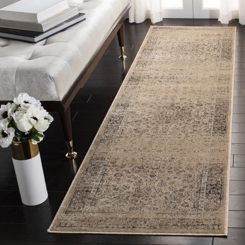Tapis beige à motif abstrait Evanoff, Tapis de couloir 2 pi 2 po x 8 pi