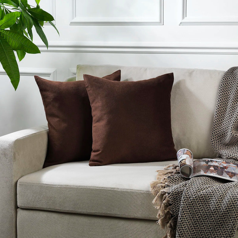 Housses de coussin décoratif, H 18 po x l 18 po, Brun foncé