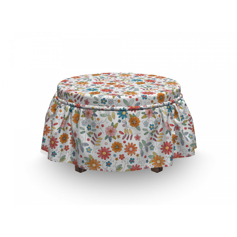 Housse pour repose-pieds marguerites
