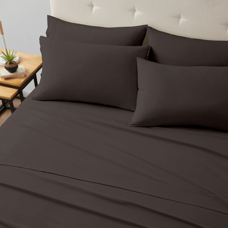 Ensemble de draps 6 pièces Kathy Ireland , Ensemble de draps pour très grand lit avec six ar, Brun