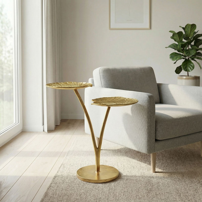 Gold Water Lily Aluminium Side Table