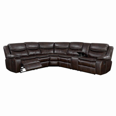 Faux Leather Reclining Curved Sectional Symmetrical