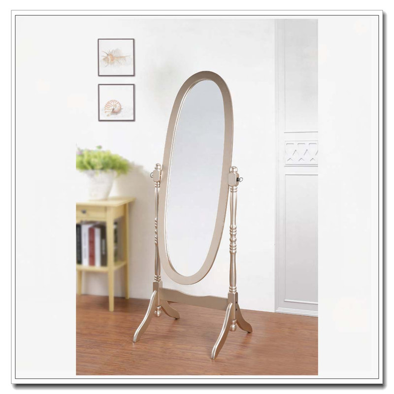 Miroir de plancher en bois, Doré