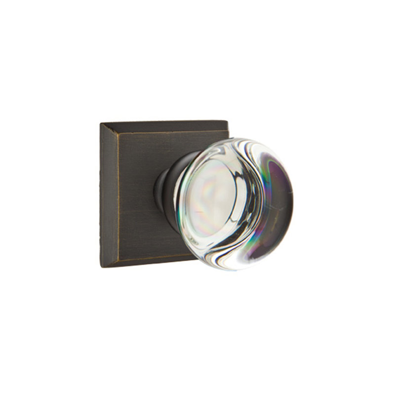 Ensemble de faux boutons Emtek avec rosette # 6 et bouton de verre Providence, Bronze moyen