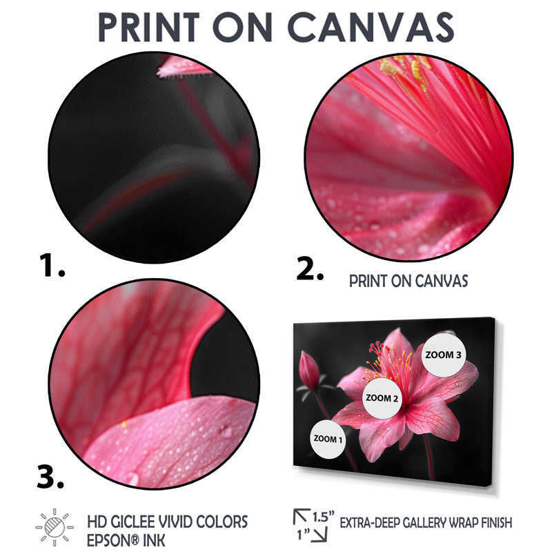 Rose, gris, élégant, simplicité, fuchsia - Fuschia, art mural, H 30 po x l 40 po, Cadre pour photo simple noir, bois massif