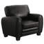 Chaise de salon de style rétro avec coussins rembourrés de mousse et assise moderne en similicuir noir et fabrication en bois massif