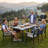 Outdoor Dining Sets Patio Table and Chairs Set 7-Piece, Aluminum Frame HDPS Faux Wood, All Weather Patio Dining Set with Umbrella Hole for Garden Backyard Poolside