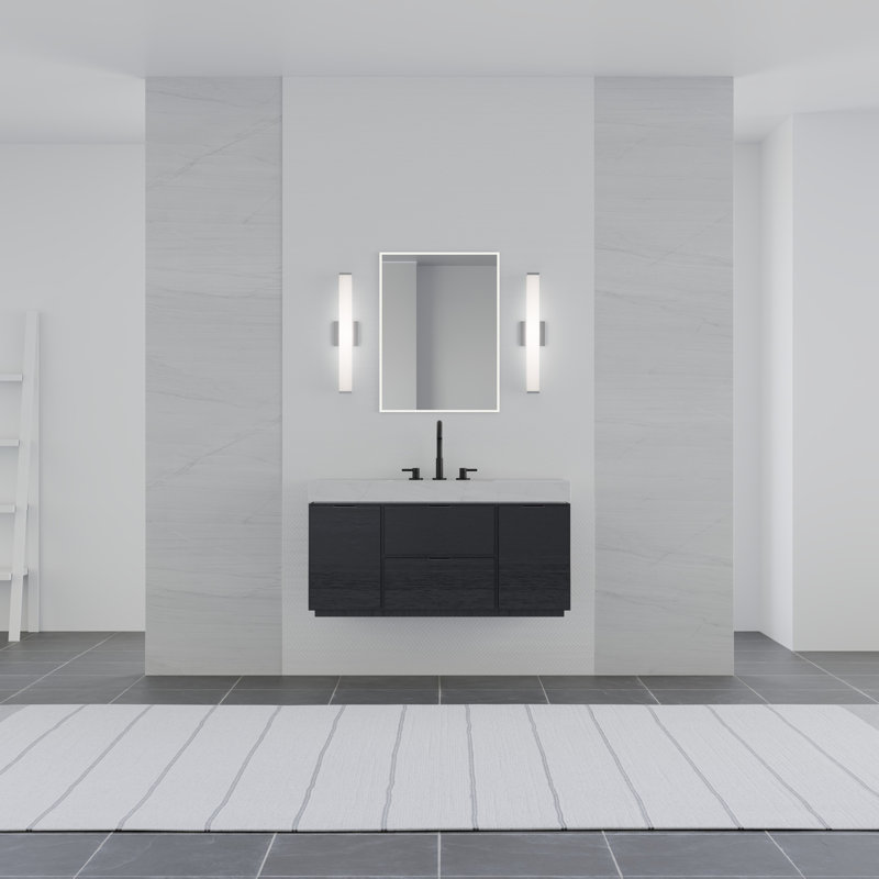 Meuble-lavabo, carré, 18 po, 20 W, chrome, Chrome chrome