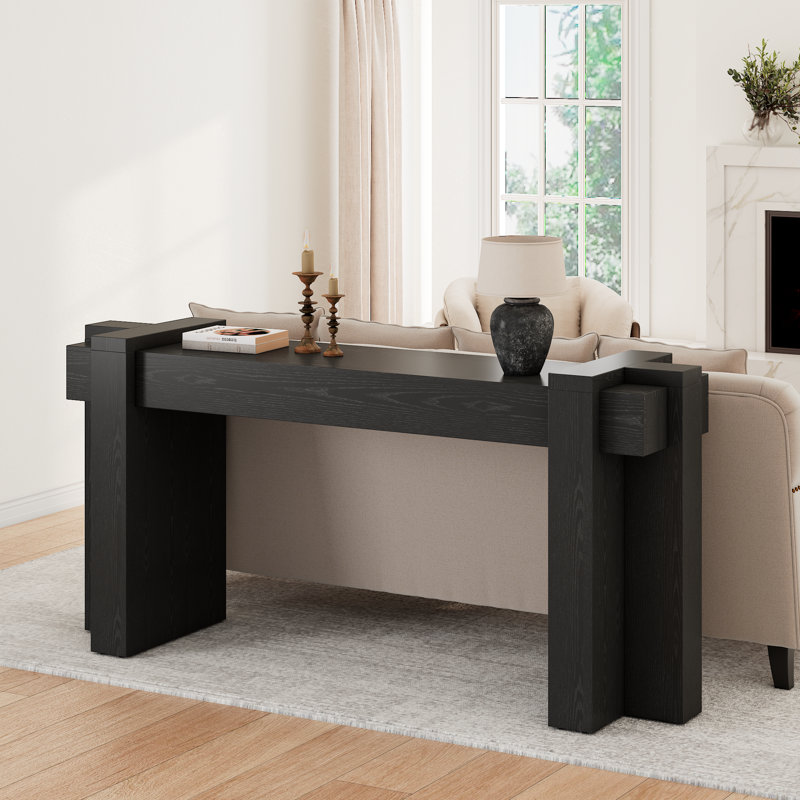 Modern Entryway Console Table, Geometric Minimalism Entrance Sofa Table, 70.9-Inch, for Entryway, Hallway, Living Room, Black