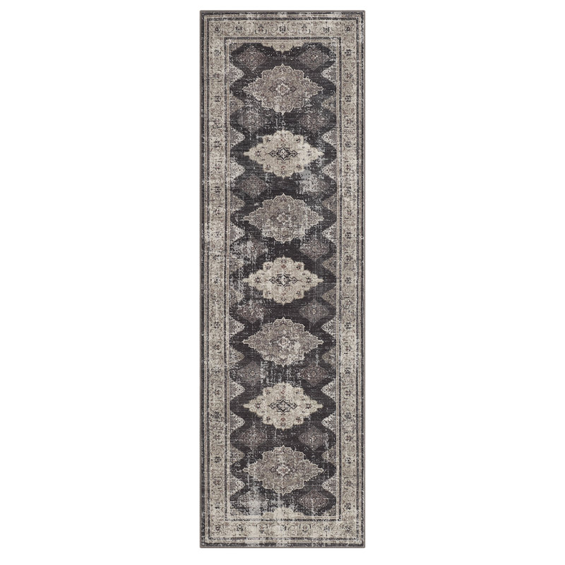 Medallion Machine Washable Rug with Rubber Backing for Living Room Non-Slip Area Rug Easy-Cleaning Vintage Floor Carpet for Bedroom Dining Room Office Playroom Nursery