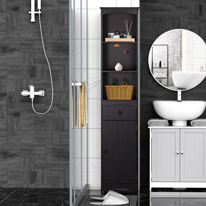 Étagère de salle de bain brune - 3 tiroirs et unité de rangement Essentials