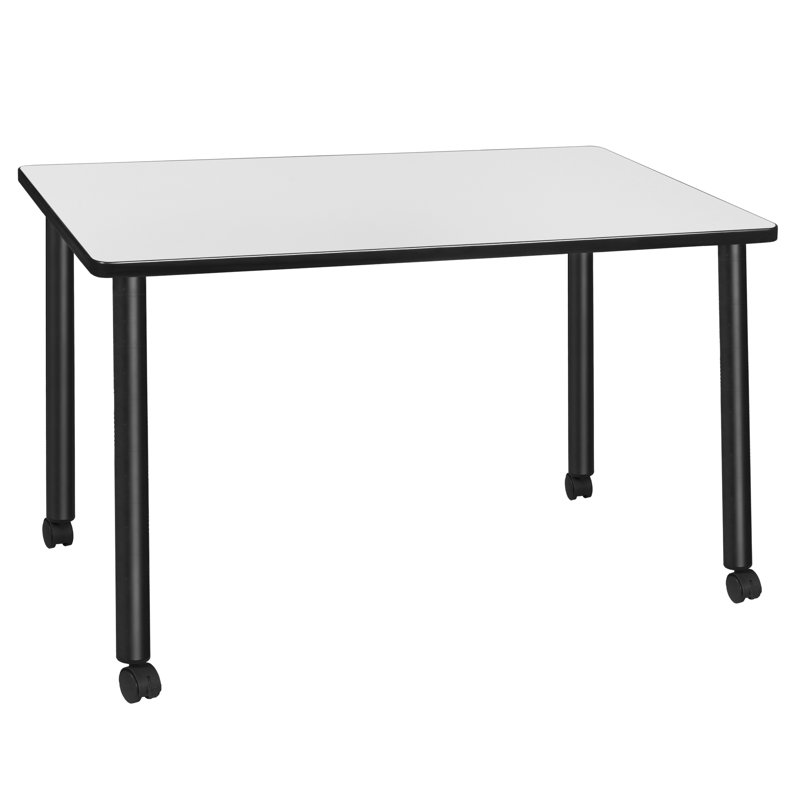 Bureau mobile Regency Kee, H 29 po x l 48 po x P 24 po, Blanc / noir