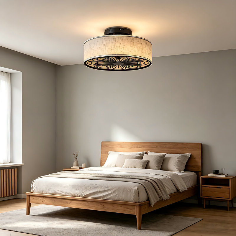 Ventilateur de plafond encastré 19,7 po, ventilateur de plafond à structure en tissu avec télécommande Fandalier réversible à 6 vitesses (ampoule non incluse)